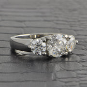 GIA 3.34 CTW Three Stone Round Brilliant Cut Diamond Engagement Ring in Platinum