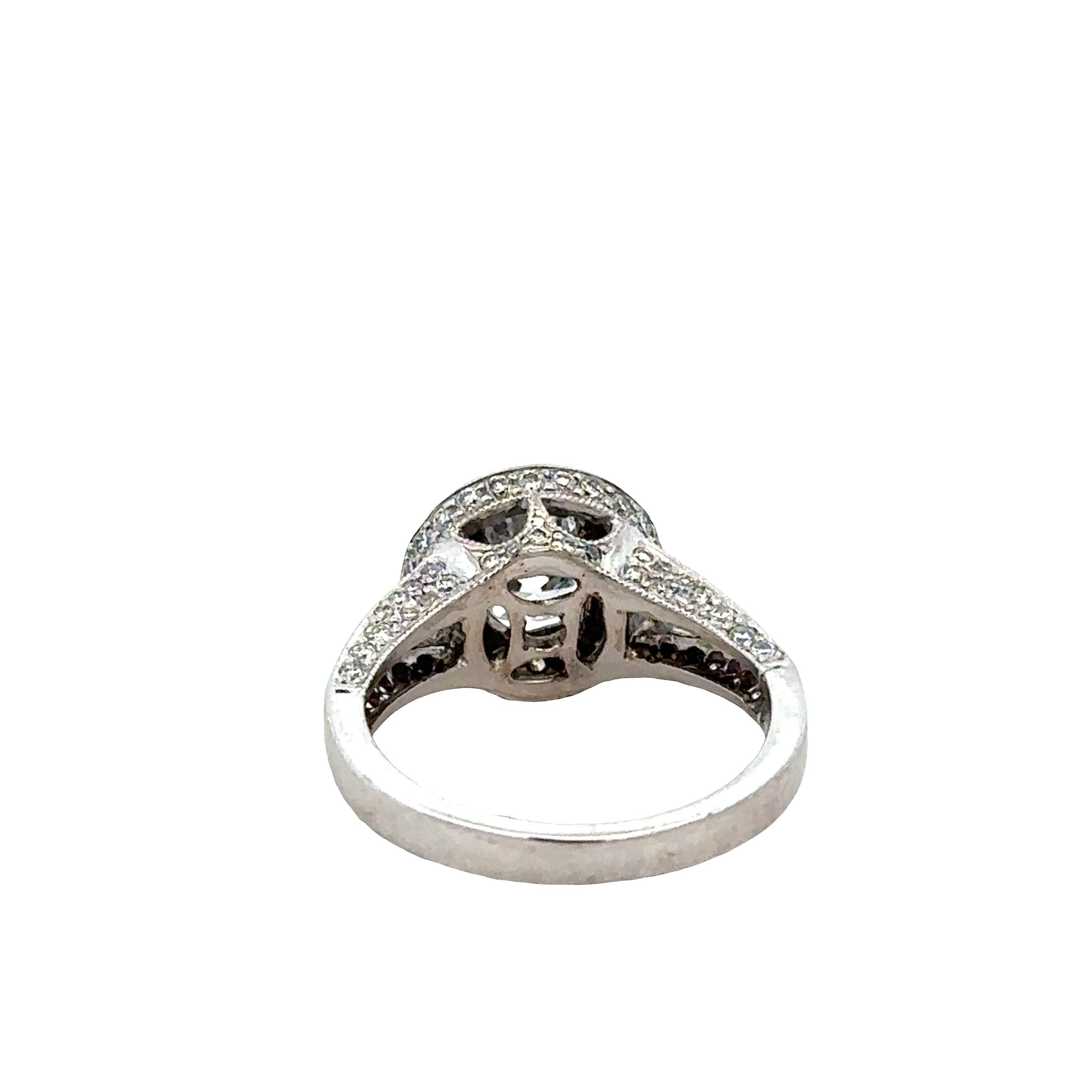 14k White Gold Halo Diamond Engagement Ring – Size 5.5