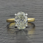 GIA 4.01 ct. I-SI1 Oval Cut Diamond Engagement Ring in Two Tone Gold