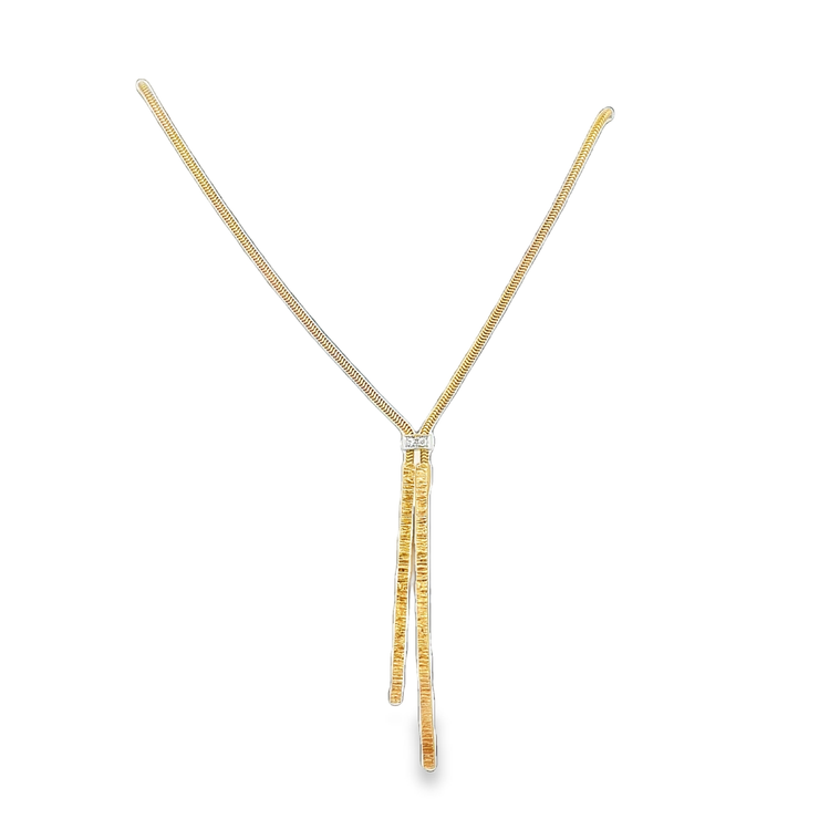 Modern Lariat Style Necklace in Yellow Gold