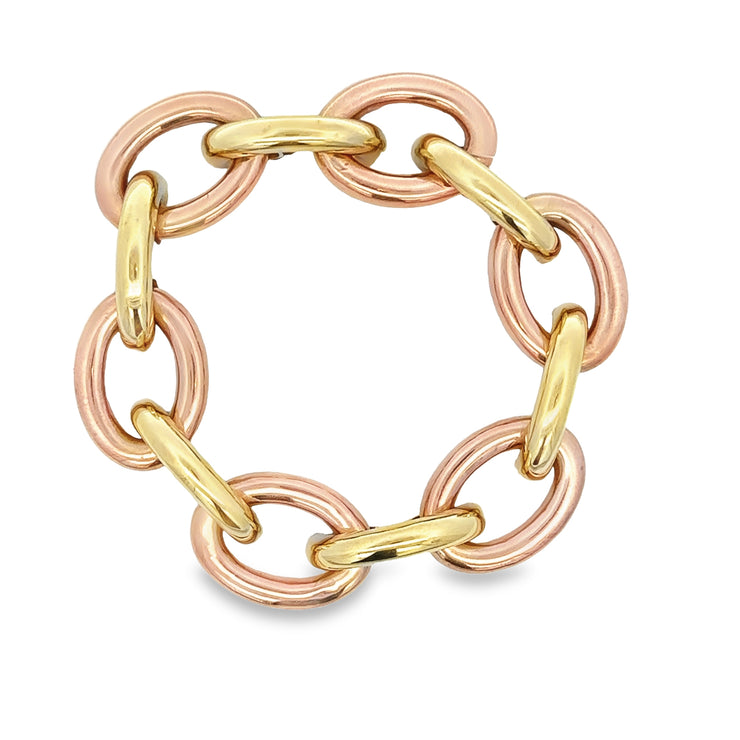 Two Tone Hollow Link Bracelet 7.25"