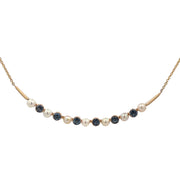Sapphire and Pearl  Crescent Stick Pin Conversion Necklace