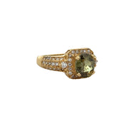 Demantoid Garnet and Diamond Ring in 18k Yellow Gold