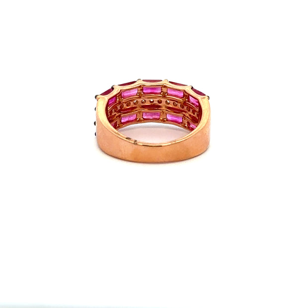 Ruby and Diamond Band in Rose Gold