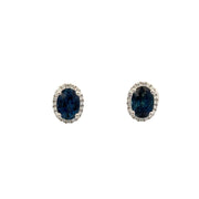 Sapphire and Diamond Stud Earrings in White Gold