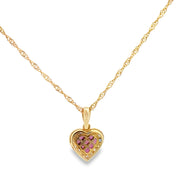 Ruby and Diamond Heart Pendant in Yellow Gold