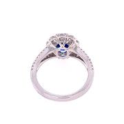 Blue Sapphire and Diamond Ring in 18k White Gold