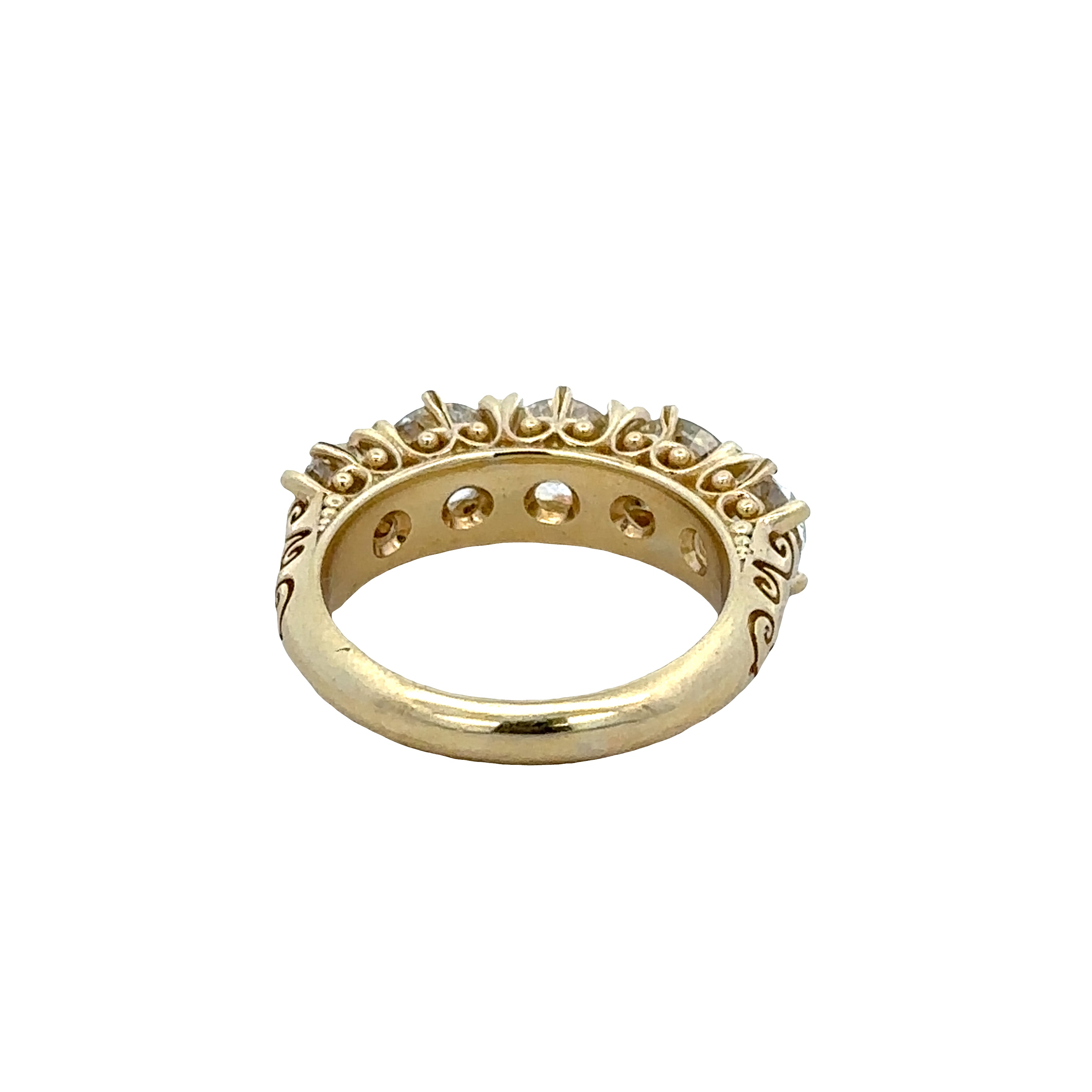 18k Yellow Gold Five-Stone Fancy Yellow Old European Cut Diamond Ring – Size 6.75