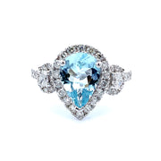 Pear Cut Aquamarine and Diamond Ring