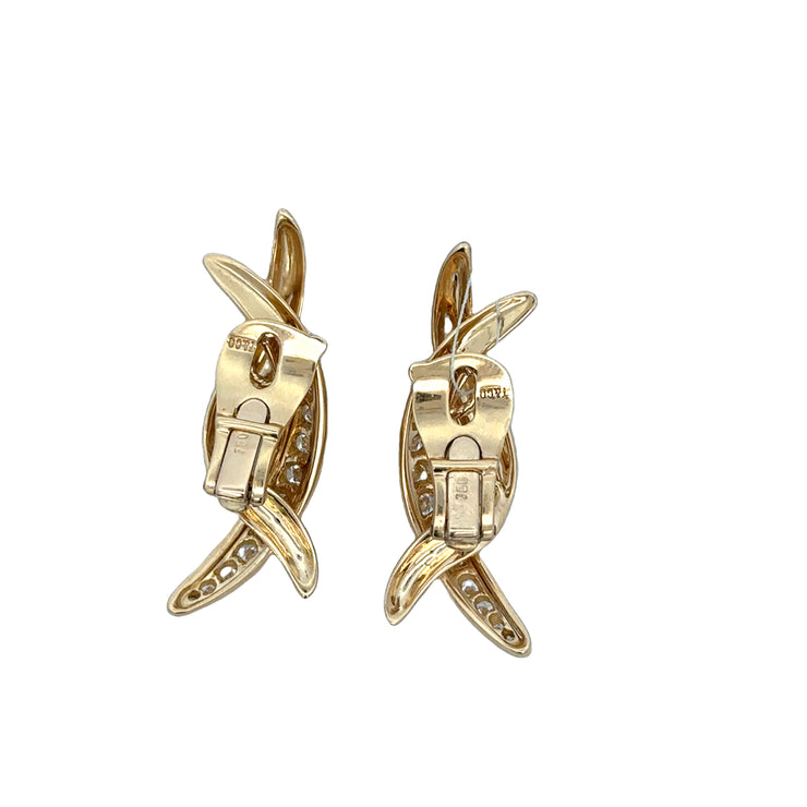 Pre-owned Tiffany & Co. Ribbon Bypass "X" Clip-on Earrings