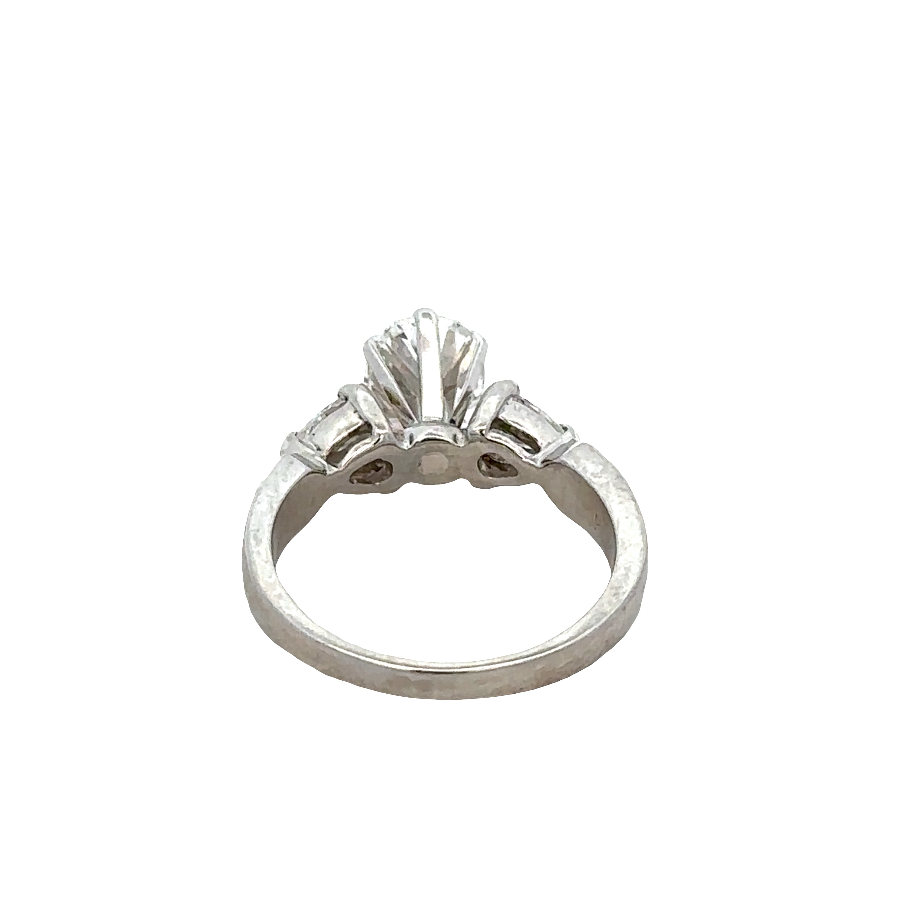 Platinum 1.23ct Oval Diamond Engagement Ring with Pear-Shaped Accents – Size 5