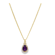 Amethyst and Diamond Pendant in Yellow Gold