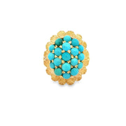 Vintage 1950s-60s Turquoise Cluster Ring in Yellow Gold
