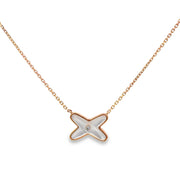 Mother of Pearl "X" Necklace in 18k Rose Gold