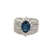 Statement Sapphire and Diamond Ring in 18k White Gold