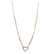 Small Diamond Heart Necklace in Yellow Gold