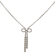 Diamond Bow Necklace in White Gold