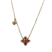 Ruby Quatrefoil and Diamond Necklace in Yellow Gold