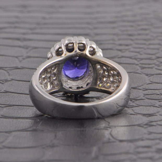 GIA Color Change 2.76 ct. Sapphire and Diamond Ring in 18k White Gold