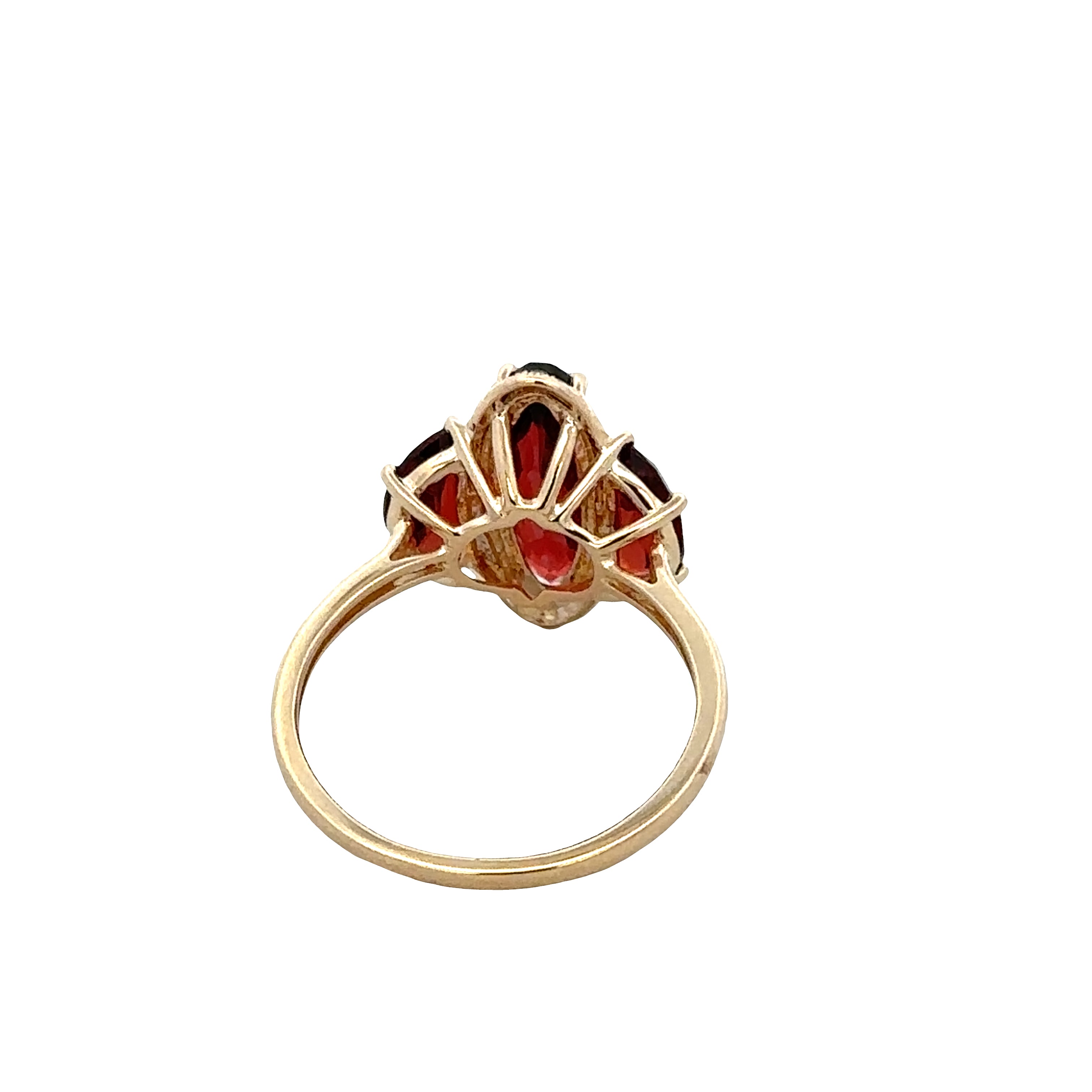 14k Yellow Gold Garnet & Diamond Three-Stone Ring – Size 7