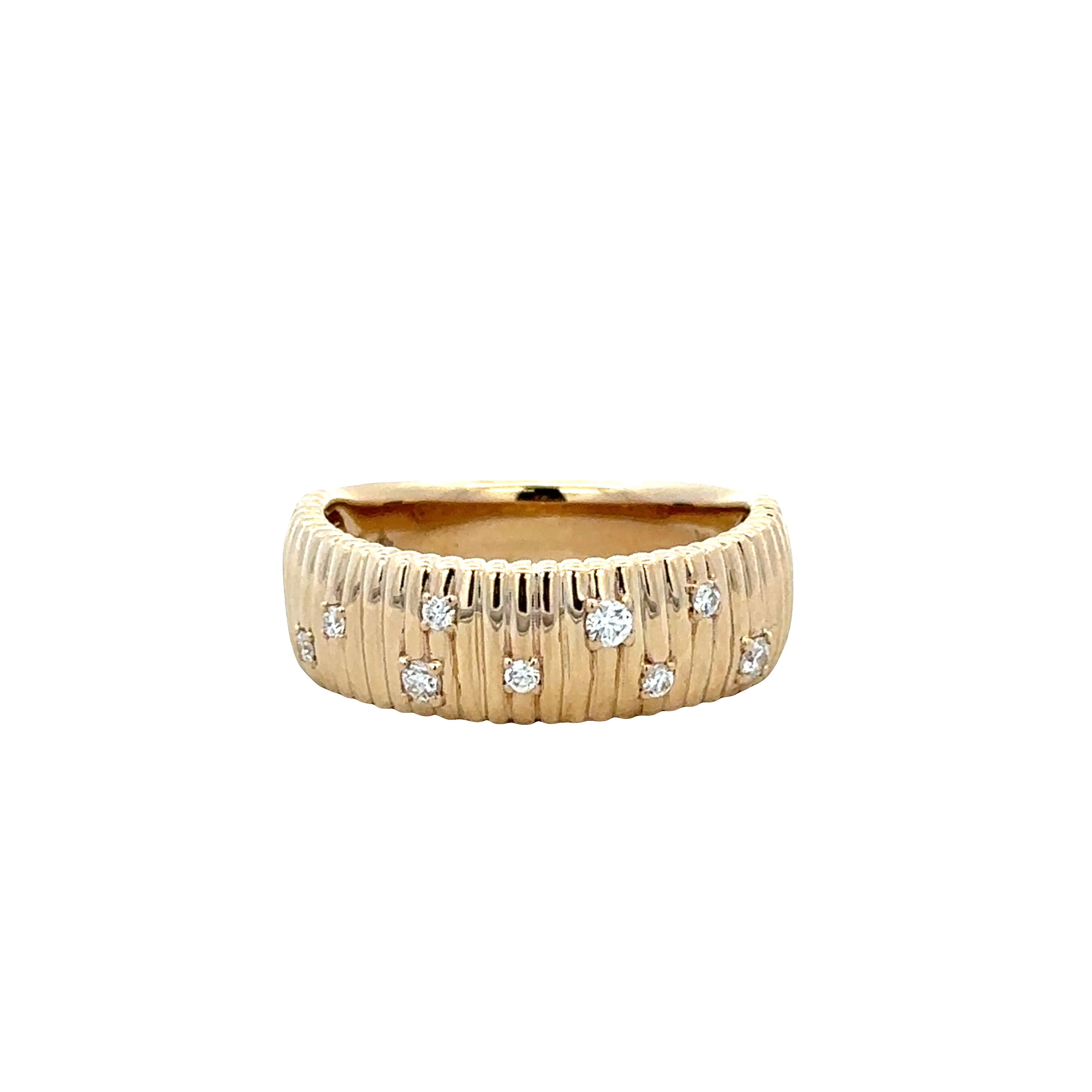 14k Yellow Gold Textured Diamond Ring – Size 6.5
