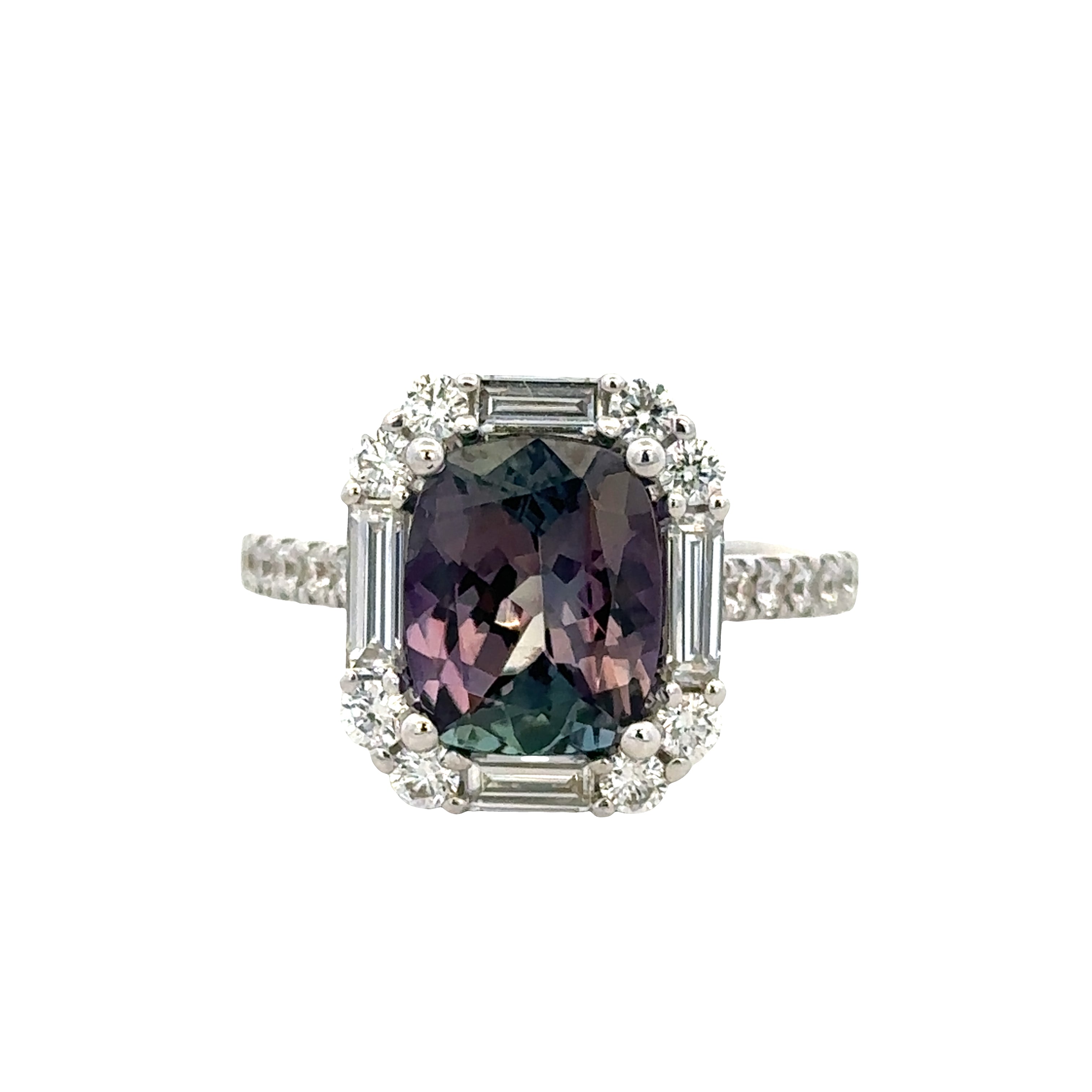 18k White Gold Tanzanite & Diamond Halo Ring – Size 7