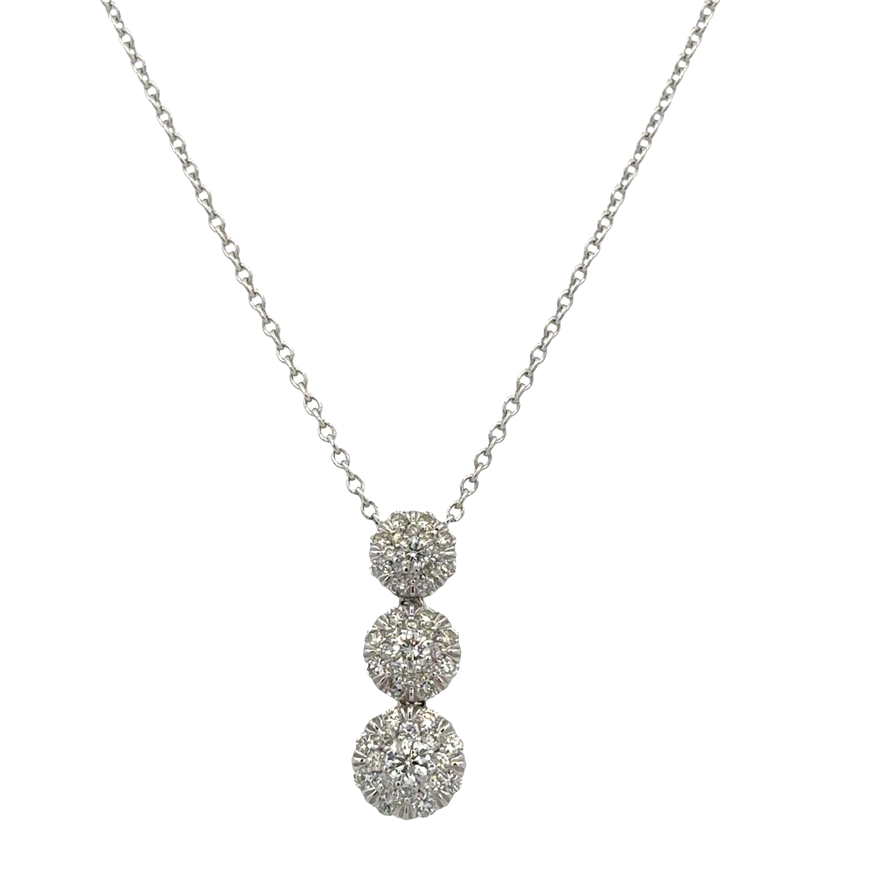 14k White Gold Diamond Snowflake Cluster Necklace – Adjustable 16"–18"