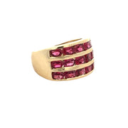 Multirow Red Spinel Ring in Yellow Gold