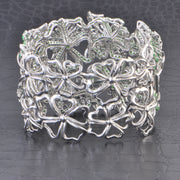 Spectacular Diamond, Tsavorite Garnet, and Ruby Butterfly Cuff Bracelet in White Gold