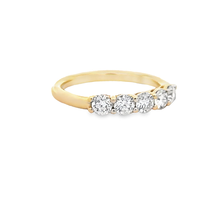 Five Diamond Wedding Band in Yellow Gold