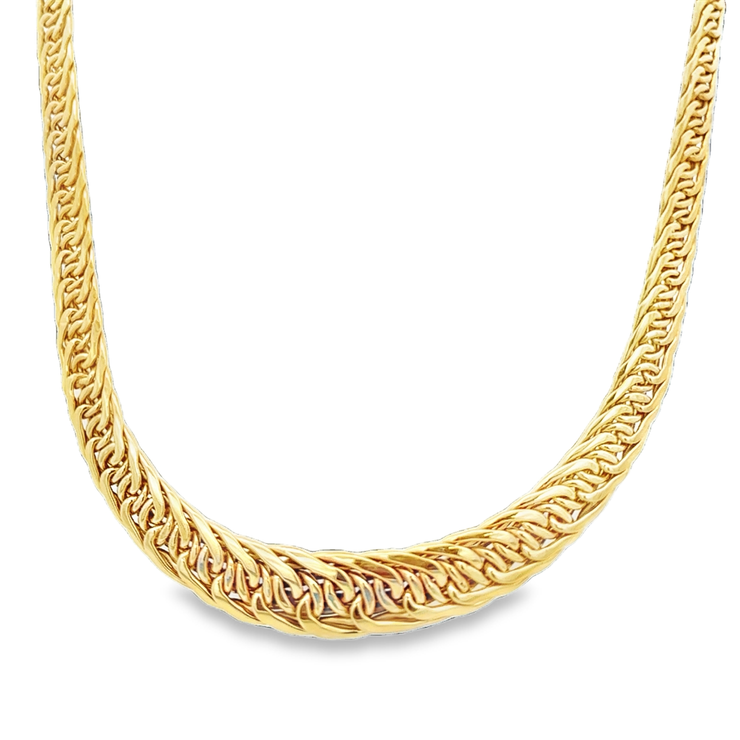 Graduated Fancy Woven Necklace in Yellow Gold