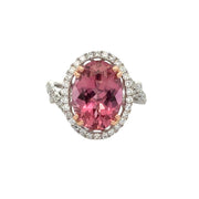 Statement Pink Tourmaline and Diamond Ring in White and Rose Gold