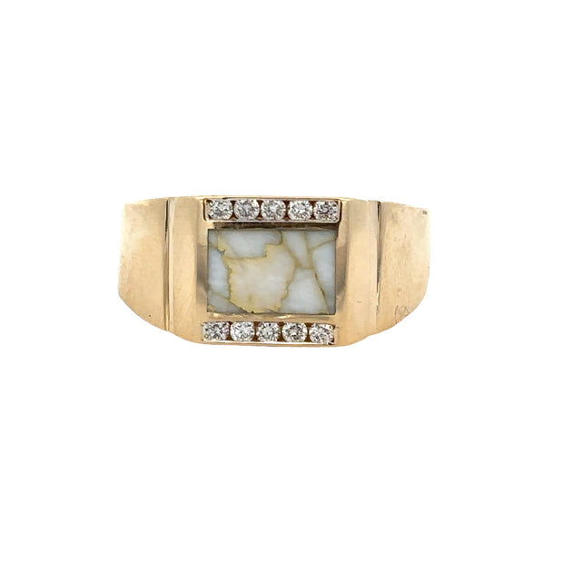 Gold in Quartz Ring in Yellow Gold
