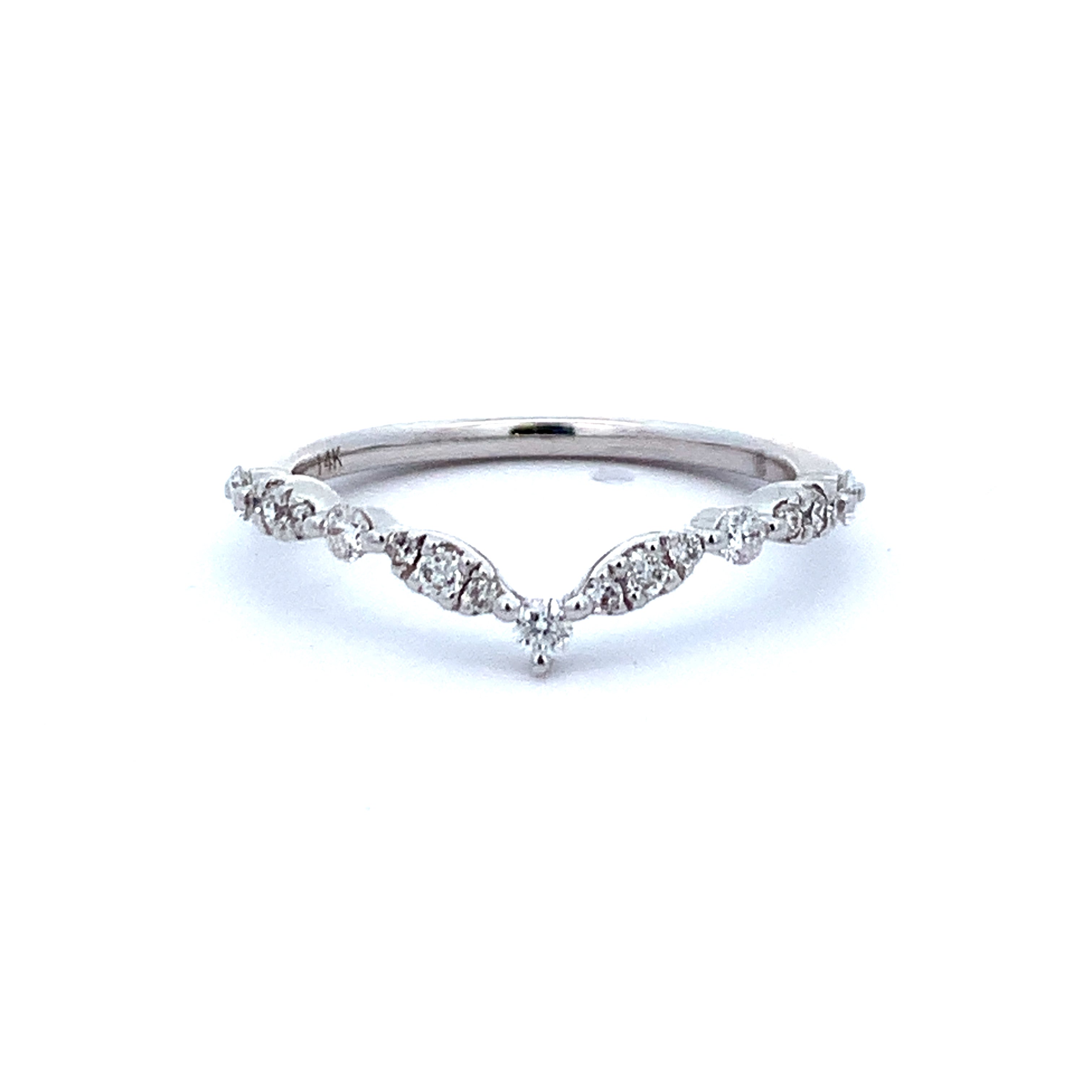 Chevron Style Diamond Wedding Band in White Gold