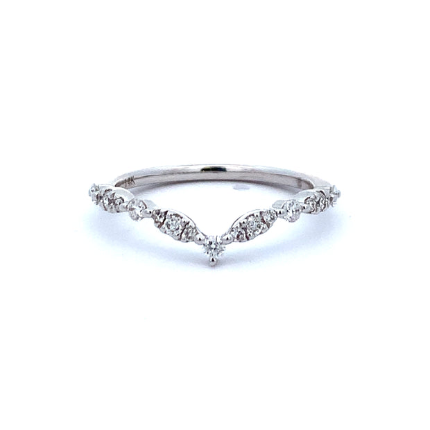 Chevron Style Diamond Wedding Band in White Gold