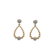 Beaded Tear Drop Shape Diamond Earrings in Yellow Gold