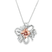 Vintage Inspired Morganite and Diamond Pendant in White Gold