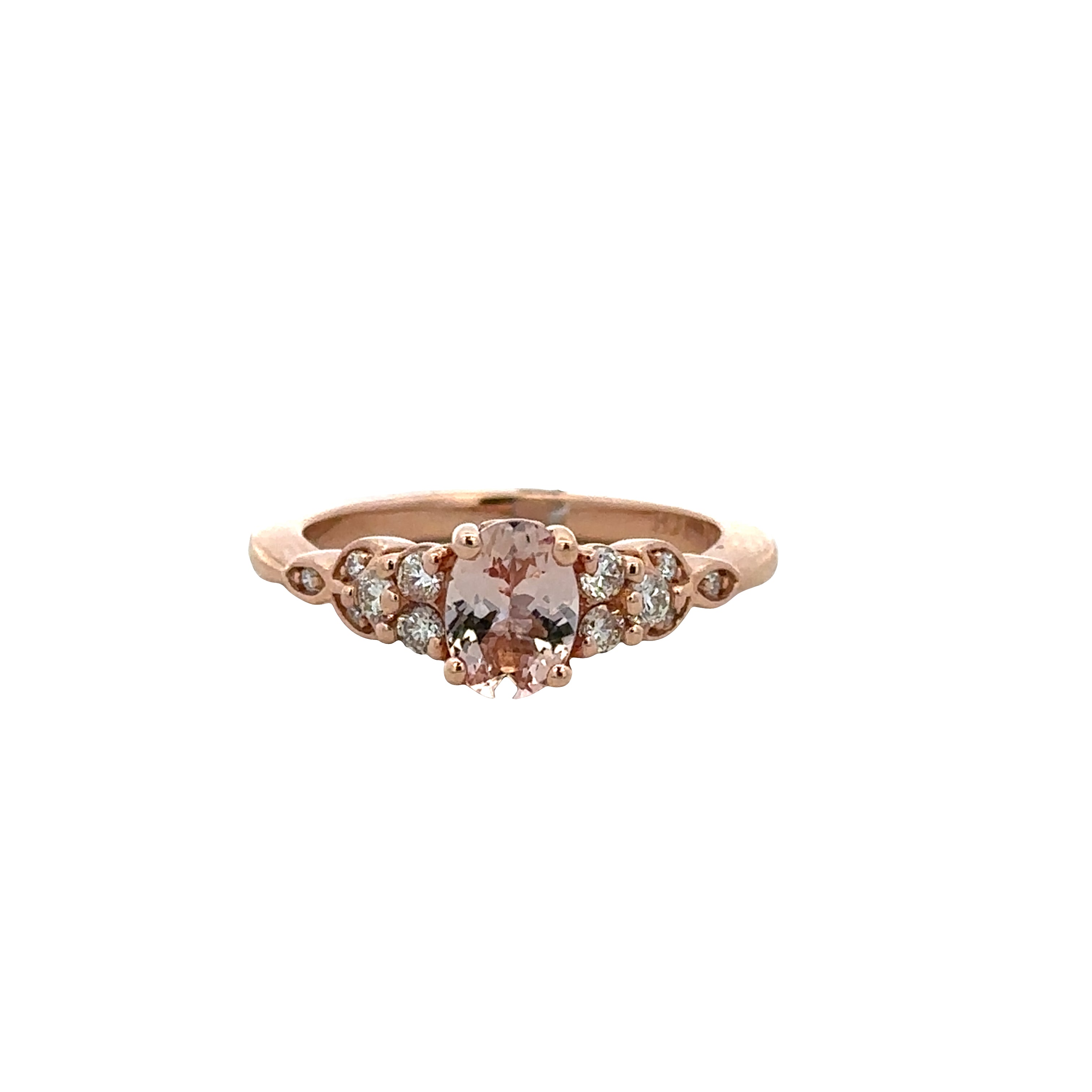 14k Rose Gold Morganite & Diamond Ring – Size 7