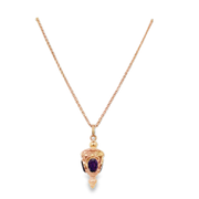 Vintage Amethyst Fob Pendant Necklace in 18k Yellow Gold