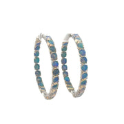 Ethipoian Jelly Opal Hoop Earrings in White Gold