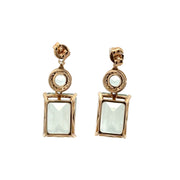 Prasiolite and Diamond Drop Earrings in Yellow Gold