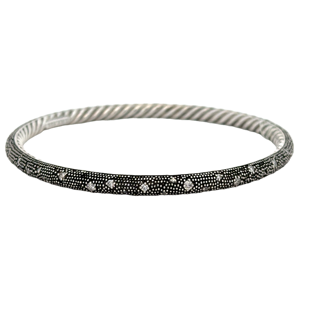 David Yurman Black Rhodium Diamond Bangle Bracelet in Sterling Silver