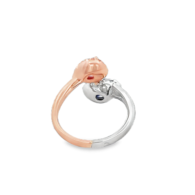 Pink Sapphire and Tanzanite Bypass Ring in Rose Gold