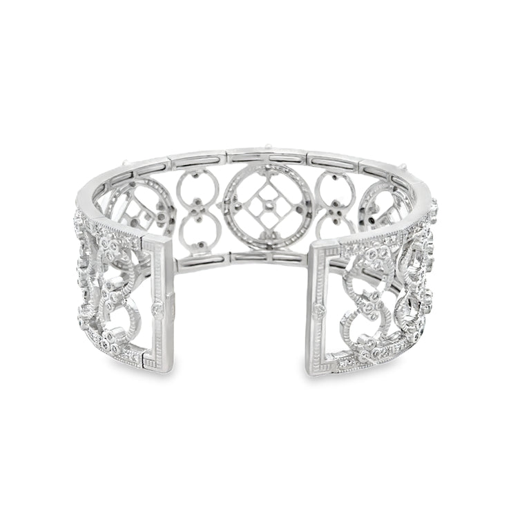 Openwork Diamond Bangle Bracelet in 18k White Gold