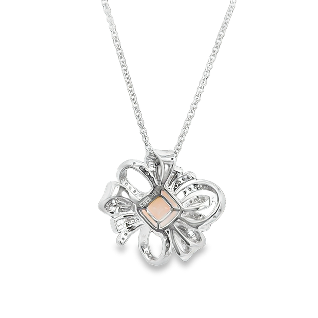 Vintage Inspired Morganite and Diamond Pendant in White Gold