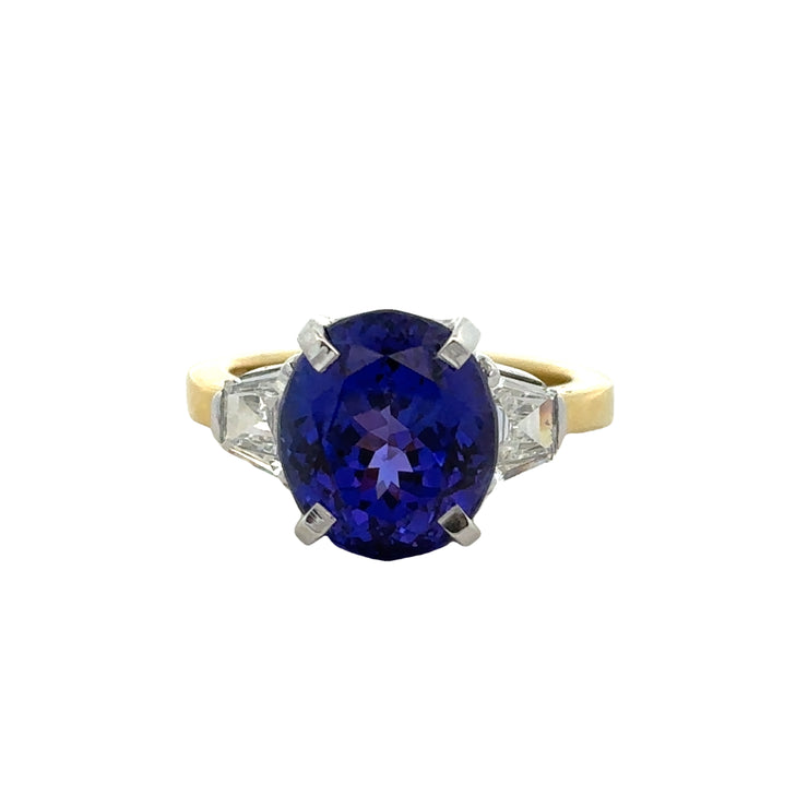 Statement Tanzanite and Diamond Ring in 18k Two Tone Gold