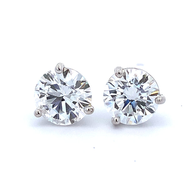 3.04 CTW GIA Excellent Cut Diamond Stud Earrings in White Gold