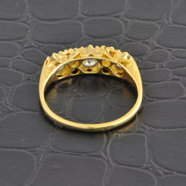 Antique Edwardian Old Mine Cut Diamond Band in 18k Yellow Gold