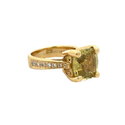 Chrysoberyl and Diamond Ring in 18k Yellow Gold