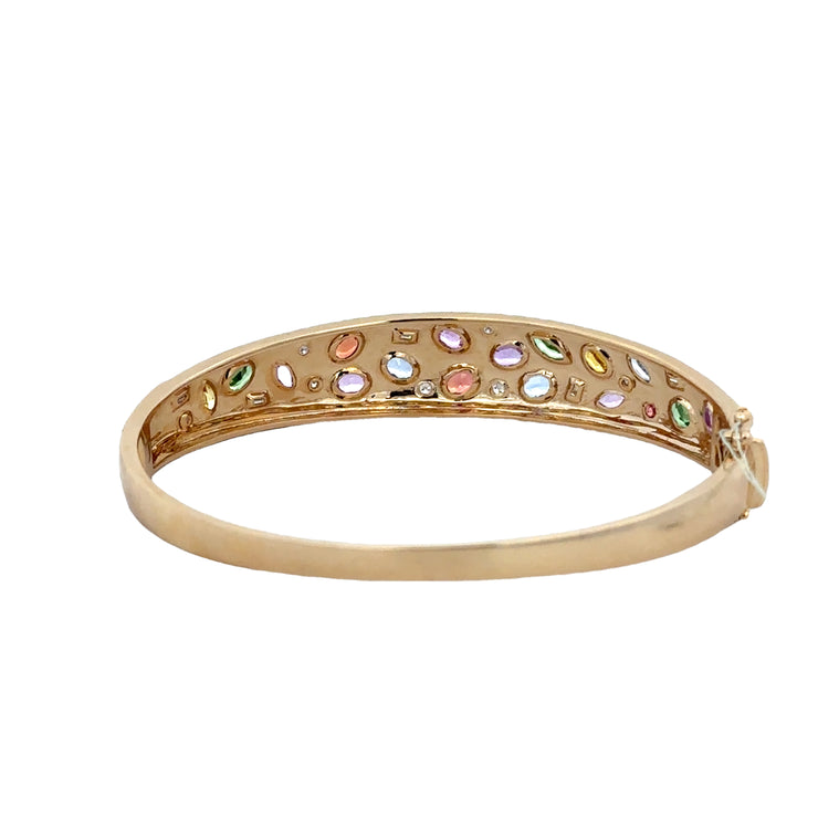 Sapphire and Diamond Bangle Bracelet in Yellow Gold